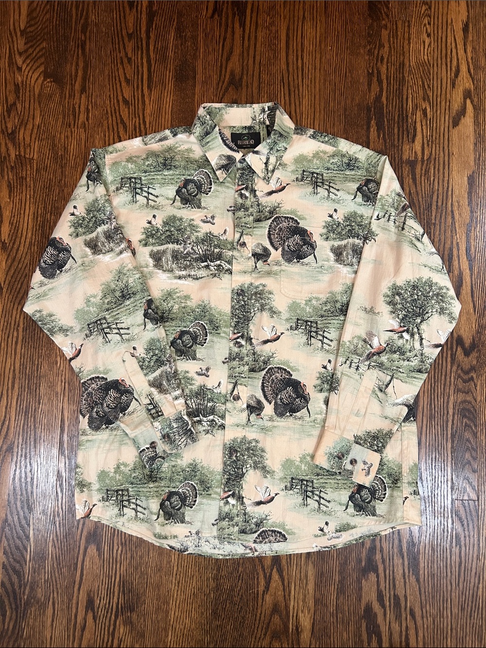Vintage 90s Red Head Wild Turkey Printed Canvas Shirt